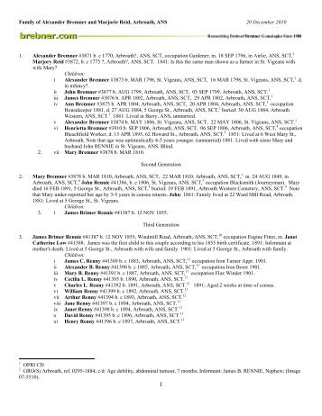 03871 - Brebner/Bremner Genealogy