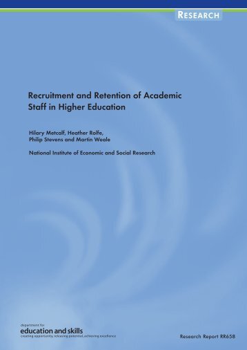 Recruitment and Retention of Academic Staff in Higher Education