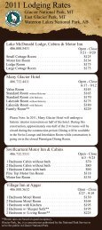 2011 Lodging Rates - Glacier Park Inc.