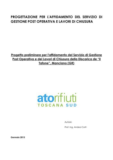 progettazione per l'affidamento del servizio di gestione post ...