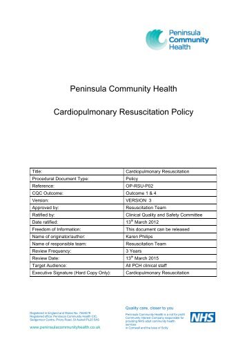 Cardiopulmonary Resuscitation - the Royal Cornwall Hospitals Trust ...