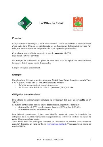TVA â Le forfait - CRPF Limousin