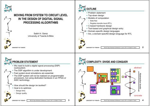 moving from system to circuit level in the design of digitial signal ...