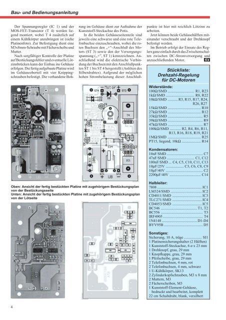 Lastunabhängige Drehzahl-Regelung für DC-Motoren - ELV