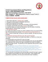 Cricket Tournament Rules and Regulations Venue: FRED ...