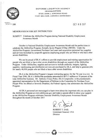 Lieutenant General Robert T. Dail, USA, Director (PDF) - AbilityOne