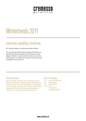 Cremessos Rezepte: Wintertrends 2011 - Elektrojournal.at