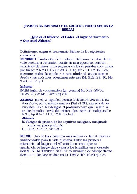 Â¿EXISTE EL INFIERNO Y EL LAGO DE FUEGO SEGUN LA BIBLIA?