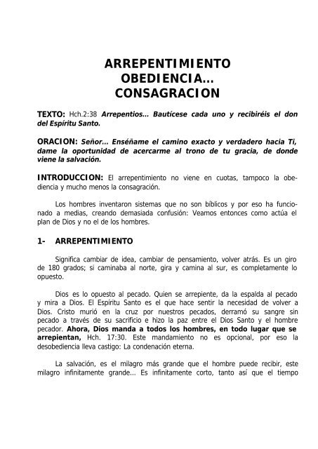 arrepentimiento obediencia... consagracion texto