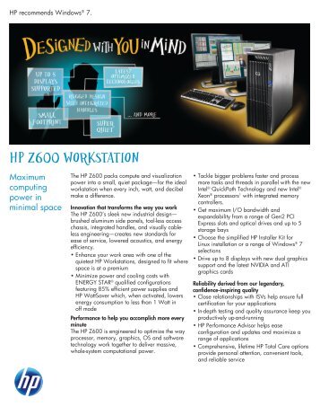 HP Z600 Workstation: Maximum computing power in minimal ... - Area