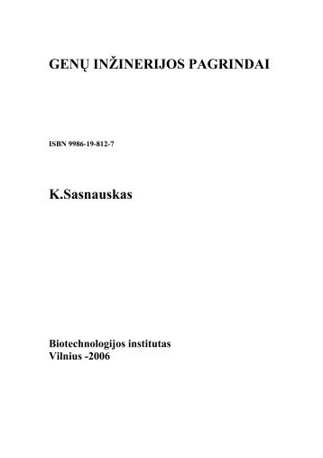 GenÅ³ inÅ¾inerijos pagrindai - Biotechnologijos institutas