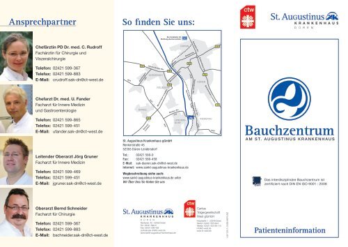 So finden Sie uns: Ansprechpartner - St. Augustinus Krankenhaus