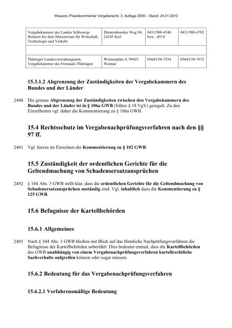 15. § 104 GWB - Vergabekammern - Oeffentliche Auftraege