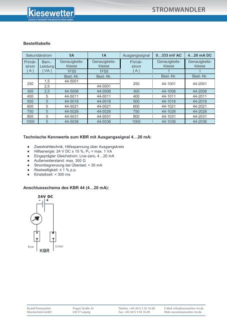 stromwandler - Rudolf Kiesewetter Messtechnik GmbH