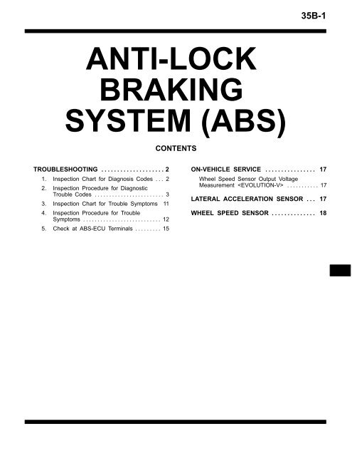 Brake System Troubleshooting Chart