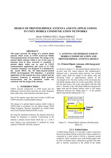 design of printed dipole antenna and its applications - emo