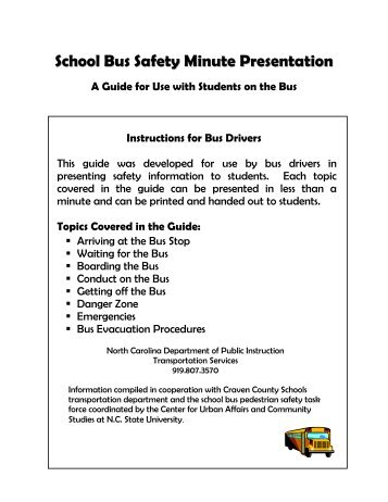 School Bus Safety Minutes - NC School Bus Safety Web