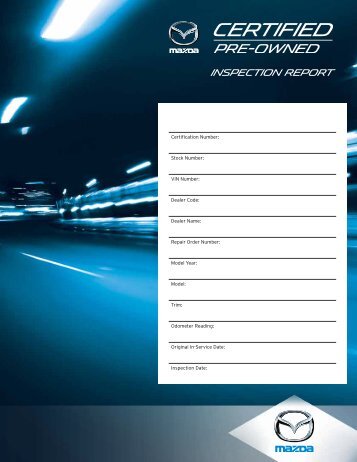 160-Point Vehicle Inspection Summary - Mazda Canada