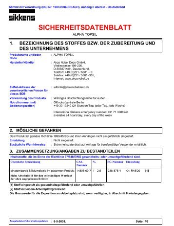 SICHERHEITSDATENBLATT - Sikkens Shop