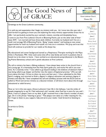 June 2010 Newsletter - Grace Lutheran Church