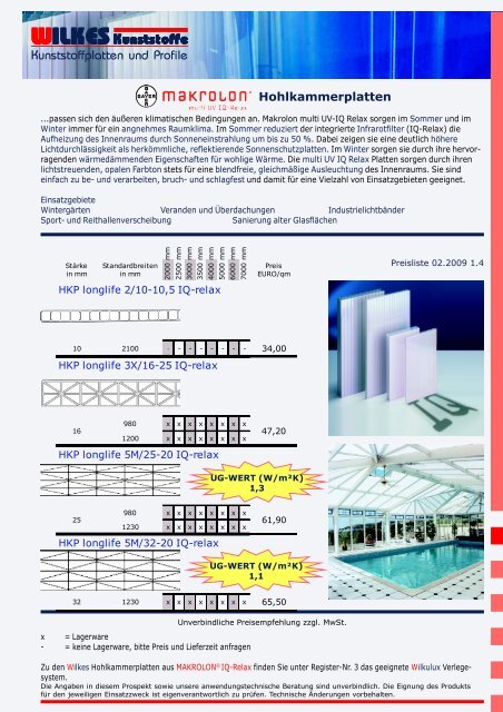 Hohlkammerplatten aus Polycarbonat IQ Relax - Hundsdorfer Holzbau