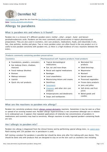 Parabens contact allergy. DermNet NZ - Dr-baumann-international ...