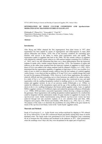 OPTIMIZATION OF TISSUE CULTURE CONDITIONS AND ...