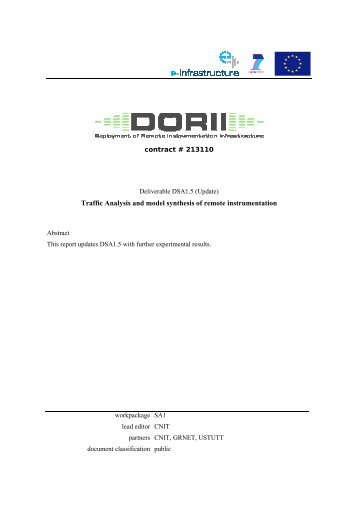 Traffic Analysis and model synthesis of remote instrumentation - dorii