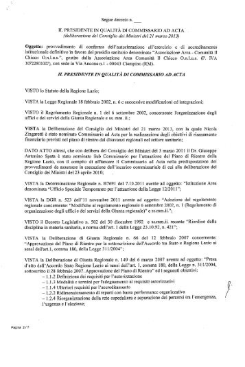 Decreto n. U00182 del 09/05/2013 - Regione Lazio