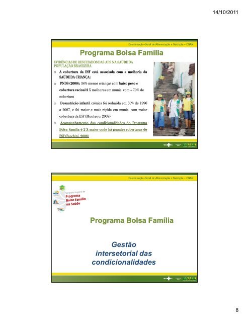 Condicionalidades de saÃºde do Programa Bolsa FamÃ­lia