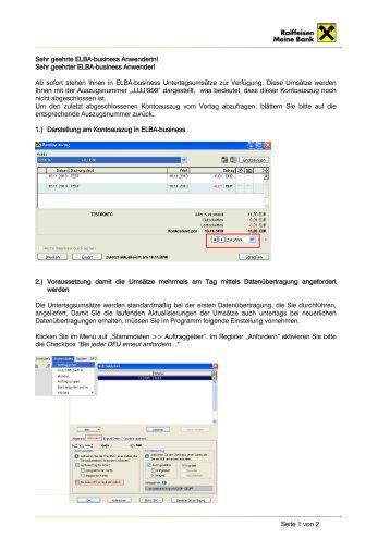 Sehr geehrter ELBA-business Anwender! - Raiffeisen
