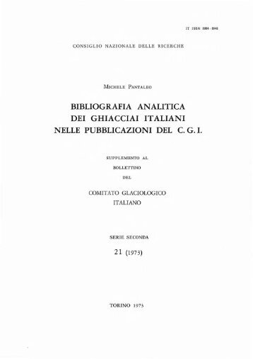 bibliografia analitica dei ghiacciai italiani nelle pubblicazioni del cgi