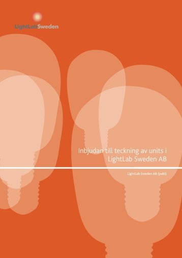 Inbjudan till teckning av units i LightLab Sweden AB