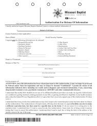 Authorization For Release Of Information - Missouri Baptist Medical ...
