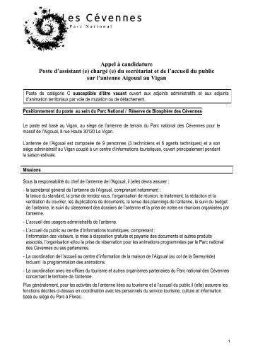 fiche de poste secrétariat accueil du public le Vigan.pdf