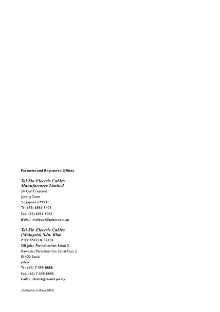 Power, Control & Instrumentation Cables - Tai Sin