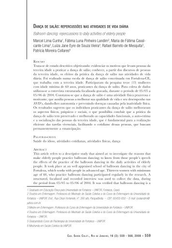 Dança de salão: repercussões nas atividades de vida ... - IESC/UFRJ