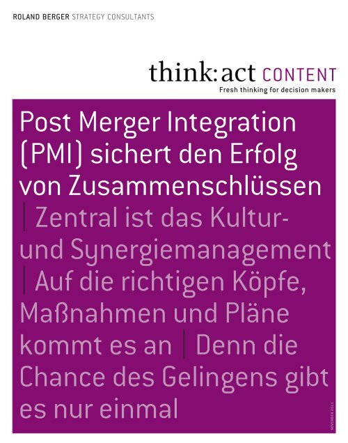 Post Merger Integration - Roland Berger Strategy Consultants