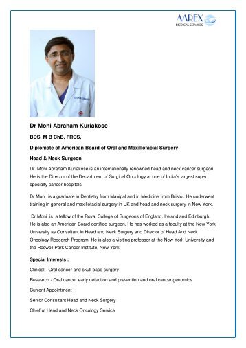 Dr Moni Abraham Kuriakose - Surgery in India