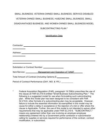 Form for Small Business Plan Preparation - DOE Oak Ridge ...