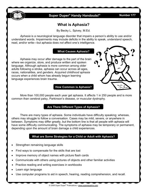 Aphasia Symptoms Chart