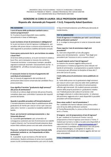 ISCRIZIONE AI CORSI DI LAUREA DELLE PROFESSIONI ...