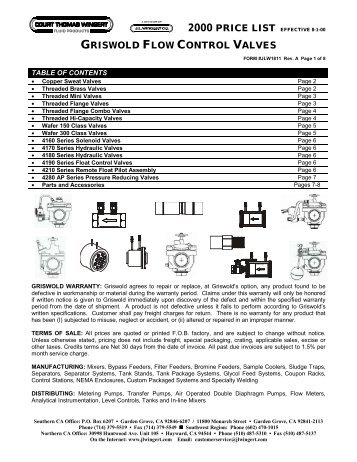 GRISWOLD FLOW CONTROL VALVES - JL Wingert Company