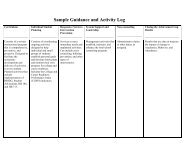 Sample Guidance and Activity Log