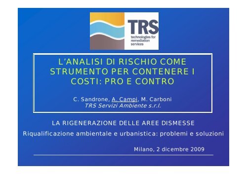 l'analisi di rischio come strumento per contenere i costi: pro e ... - Audis