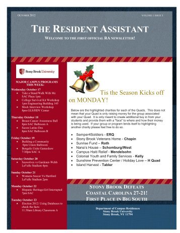 THE RESIDENT ASSISTANT - Student Affairs - Stony Brook University