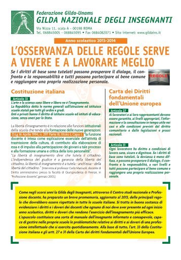 Le regole servono a vivere e a lavorare meglio - Gilda Venezia