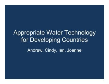 Appropriate Water Technology for Developing Countries