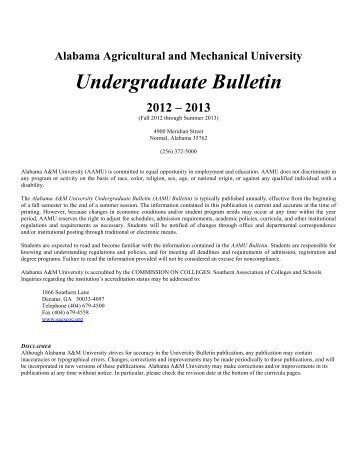 Undergraduate Bulletin 2012-2013 - Alabama A&M University