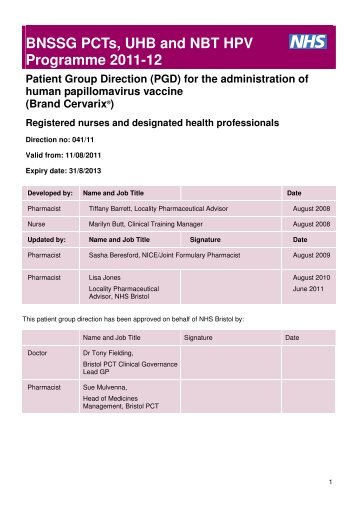 HPV pgd _BNSSG NBT UHB_ updated June 2011.pdf - NHS North ...